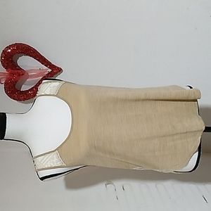 Miss Me Tan with White Lace Tank Top Large